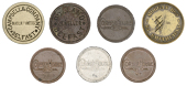 Miscellaneous Tokens and Checks, Co ANTRIM, Belfast, Corner House (Six), aluminium Sixpence, copper Threepence and...