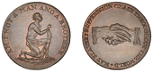 18th Century Tokens, Unlocalised issues, Lutwyche’s Anti-Slavery Halfpenny, from the same obv. die as previous,...