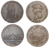 18th Century Tokens, YORKSHIRE, Leeds, Henry Brownbill, Halfpenny, 1793, 12.63g/6h (DH 34, bronzed); Sheffield,...