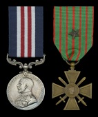 A Great War ‘Battle of Doiran 1918’ Salonika M.M. and French Croix de Guerre pair awarded to Sergeant B. G....