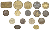 Miscellaneous Tokens and Checks, CHESHIRE, Macclesfield, Maccaroni Inn, T[homas] Hill, nickel, 24mm (Edge P74); Co...
