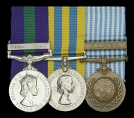 Three: Squadron Leader I. L. Schwaiger, Royal Air Force

General Service 1918-62, 1 clasp, Canal Zone (Plt Off I L...
