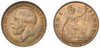 George V (1910-1936), Penny, 1918h (F 183; BMC 2253; S 4052). Extremely fine, reverse with full original colour	...