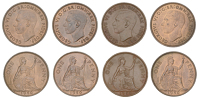 George VI (1936-1952), Pennies (4), all 1950 (F 240; BMC 2420; S 4117) [4]. One very fine, others extremely fine and...