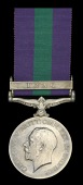 General Service 1918-62, 1 clasp, Iraq (533795 Pte. T. A. Luscombe. 8-Hrs.) polished, light contact marks, nearly...