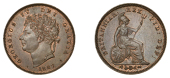 George IV (1820-1830), Third-Farthing, 1827, fractured e in dei (Cooke 1632; BMC 1453; S 3827). Good extremely fine,...