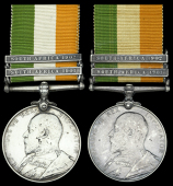 King’s South Africa 1901-02, 2 clasps, South Africa 1901, South Africa 1902 (2), (4299 Pte. J. Hossick. 7th D....