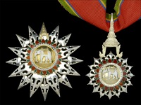 Thailand, Kingdom, Order of the White Elephant, 2nd type, Second Class set of insignia, comprising neck badge, 90mm...