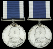 Royal Navy L.S. & G.C., E.VII.R. (2), (F. J. White, Dom. 1Cl., H.M.S. Good Hope.; 278112 George Dawkins, Stoker 1Cl,...