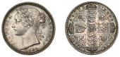 Victoria (1837-1901), Pattern Florin, 1848, by W. Wyon, in silver, large laureate bust left, rev. cruciform shields...