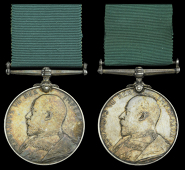 Volunteer Force Long Service Medal, E.VII.R. (2) (3836 Sergt: E. T. Lewis. 1st Bucks: V.R.C.; 993 Pte. F. Coleman,...