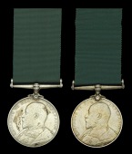 Volunteer Force Long Service Medal, E.VII.R. (2) (3634 Pte. W. Bunting. 2nd V.B. Oxford L.I.; 2512 Pte. A. Chaundy....