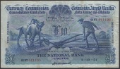 Currency Commission, National Bank Ltd, £10, 2 October 1931, serial number 01NT 041109, Brennan and Russell...