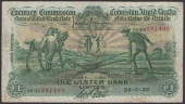 Currency Commission, Ulster Bank, £1, 26 July 1933, serial number 06UA 081400, Brennan and Patton signatures, one...