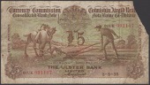 Currency Commission, Ulster Bank, £5, 3 May 1938, serial number 01UK 091107, Brennan and Lester signatures, top...