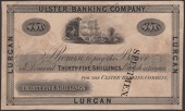 Ulster Banking Company, proof 35 shillings on thin card, Lurgan, ND (c.1836-50), no signatures or serial numbers,...
