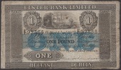 Ulster Bank Limited, £1, 1 January 1907, serial number F/F. 92555, one manuscript signature, a few pinholes,...