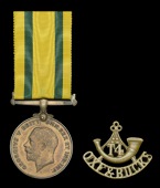 Territorial Force War Medal 1914-19 (2136 Pte. W. A. Harris. Oxf. & Bucks. L.I.) with crudely repaired replacement...