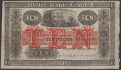 Ulster Bank Limited, £10, 1 June 1929, serial number 3655, manuscript Harrison signature, one small pair of staple...