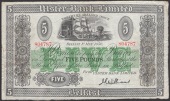 Ulster Bank Limited, £5, 1 May 1956, serial number 804787, printed Williams signature, original very fine, quite...