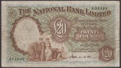 The National Bank Limited, £20, 1 February 1937, serial number A01040, Green signature, very minor graffiti on...