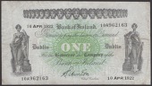 Bank of Ireland, £1, 10 April 1922, serial number 10A 962163, Hinton signature, attractive good fine, split prefix...