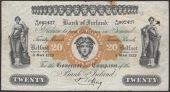 Bank of Ireland, £20, 9 May 1929, serial number X/10 002427, Craig signature, several small edge tears and one...