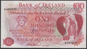 Bank of Ireland, £100, 1974, serial number A000851, Chestnutt signature, lovely original paper, one light stain at...