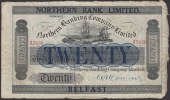 Northern Bank Limited, £20, 20 October 1921, serial number A1858, Cowan signature, blue-black overprint on...