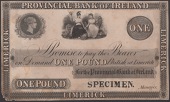 Provincial Bank of Ireland, proof £1 on card, Limerick, ND (c.1841-69), no signatures or serial numbers, black...