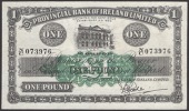 Provincial Bank of Ireland Ltd, £1, 1 August 1935, serial number N/C 073976, Forde signature, lightly pressed, a...