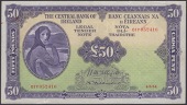 Central Bank of Ireland, £50, 4 May 1954, serial number 01Y 052416, McElligott and Redmond signatures, red crayon...