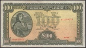 Central Bank of Ireland, £100, 3 June 1949, serial number 01Z 029976, Brennan and McElligott signatures, pinholes...