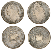 James II (1685-1691), Gunmoney coinage, Halfcrowns (2), both 1690 May:, Limerick, large size, y with curly tail,...