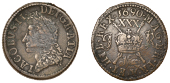 James II (1685-1691), Gunmoney coinage, Halfcrown, 1690 May, small size, Dublin, no wreath ties, IR with shackles,...