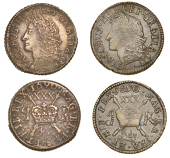 James II (1685-1691), Gunmoney coinage, Halfcrowns (2), both 1690 July, Limerick, 9.24g/12h (Withers 1/7),...