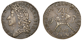 James II (1685-1691), Gunmoney coinage, Shilling, 1689 Aug, stop after gratia, no stop after mark of value,...