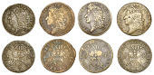 James II (1685-1691), Gunmoney coinage, Shillings (4), all 1689 Sepr (2), curved p, 6.32g/12h (Withers 14/14),...