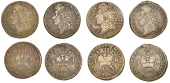 James II (1685-1691), Gunmoney coinage, Shillings (4), all 1689 Oct:, 6.21g/12h, 6.10g/12h (both Withers 17/14),...