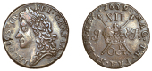 James II (1685-1691), Gunmoney coinage, Shilling, 1689 Oct.r, reads ei for et, 6.64g/6h (Withers 34/33; S 6581D4/1,...