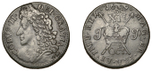 James II (1685-1691), Gunmoney coinage, Shilling, 1689 Oct.r, reads iiib for hib, 5.67g/12h (Withers 29/35; S...