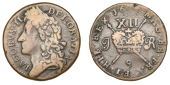 James II (1685-1691), Gunmoney coinage, Shilling, 1689 9, 6.19g/12h (Withers 50/61; S 6581E2). Fair, scarce	 £40-£60