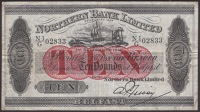 Northern Bank Limited, £10, 1 September 1940, serial number N-I/G 02833, Tibbey signature, original very fine
PMI...