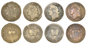 James II (1685-1691), Gunmoney coinage, Shillings (4), all 1689, Feb:, decorated crown arches, small IR, 5.17g/12h...