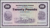 Northern Bank Limited, £20, 2 March 1987, serial number F1326909, Roberts signature, about uncirculated to...