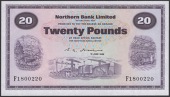 Northern Bank Limited, £20, 15 June 1988, serial number F1800220, Torrens signature, uncirculated and quite a low...