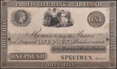 Provincial Bank of Ireland, proof £1 on card, Cootehill, ND (c.1841-69), no signatures or serial numbers, black...