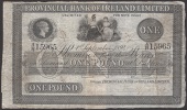 Provincial Bank of Ireland Ltd, £1, 1 September 1894, serial number A/R 15965, manuscript signature, split and...