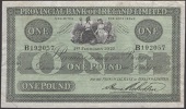 Provincial Bank of Ireland Ltd, £1, 1 February 1922, serial number B192057, printed Hume Robertson signature, a...