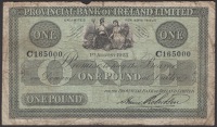 Provincial Bank of Ireland Ltd, £1, 1 August 1923, serial number C165000, printed Hume Robertson signature, very...